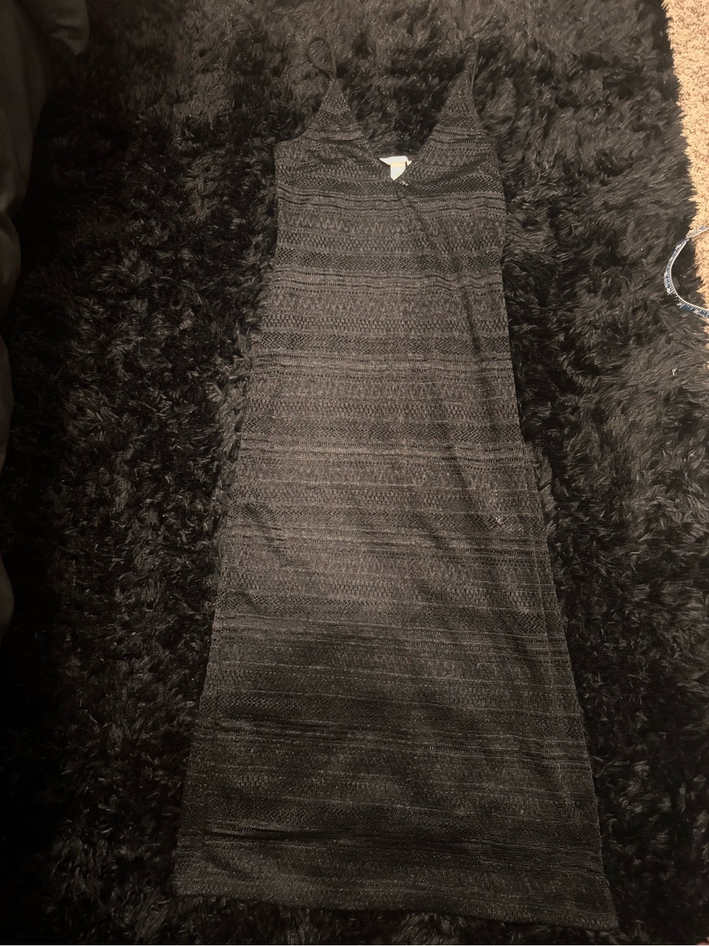 H&M Black Knit Midi Slip Dress